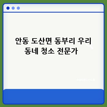  안동 도산면 동부리 우리 동네 청소 전문가 